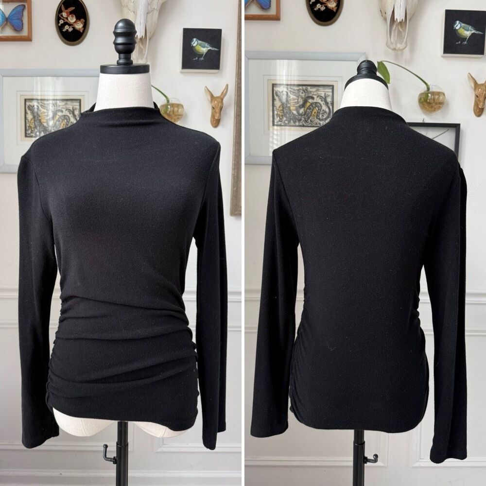 OGL Move Ruched Funnel Neck Top Black $45 M